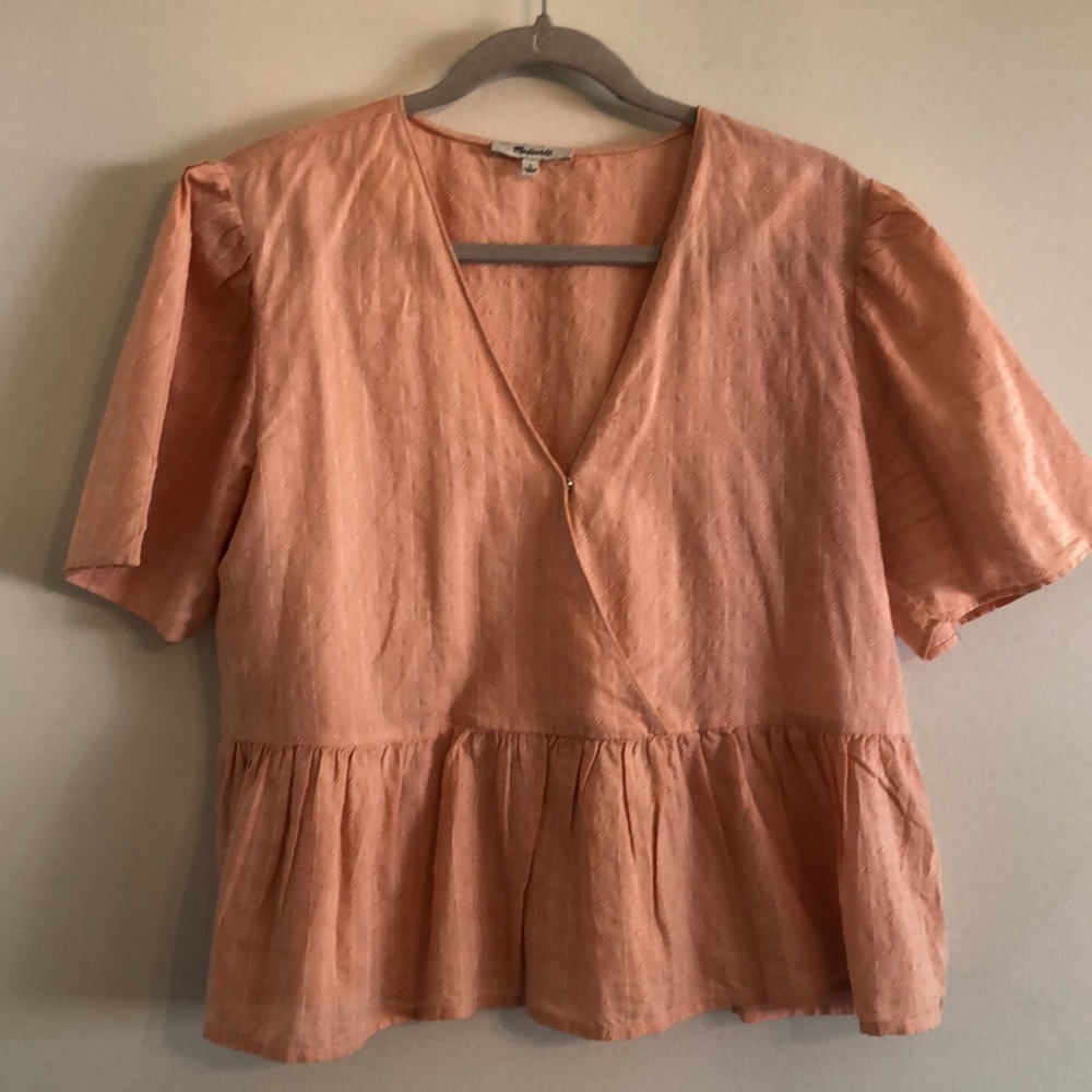 Madewell Blouse Short Sleeve Peplum Top